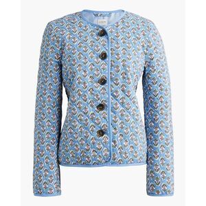 J. Crew Quilted Jacket Block Printed Floral Size 20 Button Front Cottagecore
